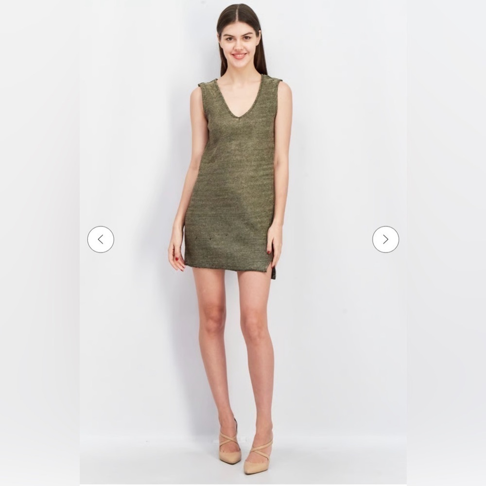 French Connection Metallic Gold Mini Dress in Size 10